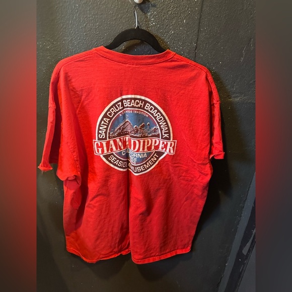 Men’s Santa Cruz Beach Giant Dipper Red Short Sleeve Tee - Picture 4 of 5